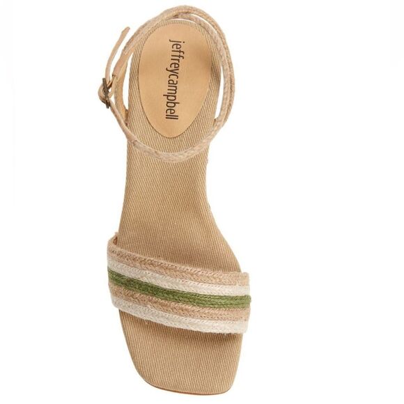 Jeffery Campbell Women's Sailboat Wedge Jute Sandals, Tan/Green, Size 9, NWT - Picture 12 of 13